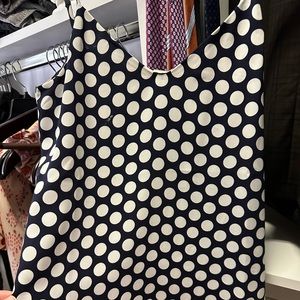 J.Crew navy and white polkadot top